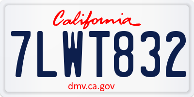 CA license plate 7LWT832