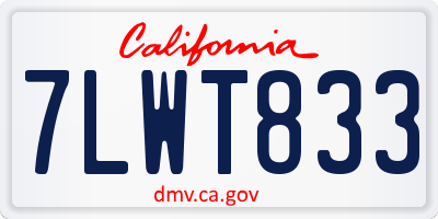 CA license plate 7LWT833