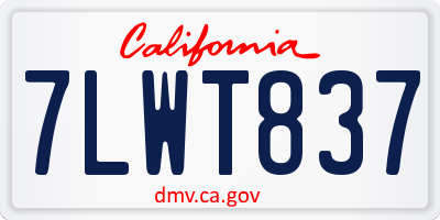 CA license plate 7LWT837