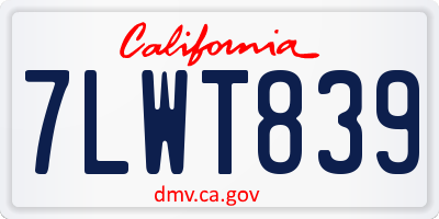 CA license plate 7LWT839