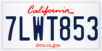 CA license plate 7LWT853