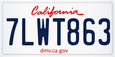 CA license plate 7LWT863