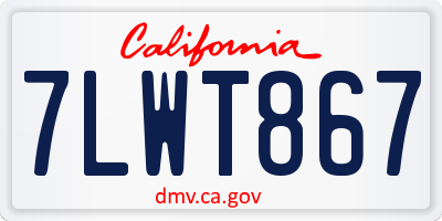 CA license plate 7LWT867