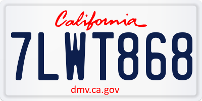 CA license plate 7LWT868