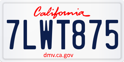 CA license plate 7LWT875