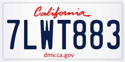 CA license plate 7LWT883