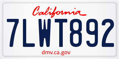CA license plate 7LWT892