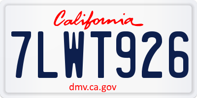 CA license plate 7LWT926