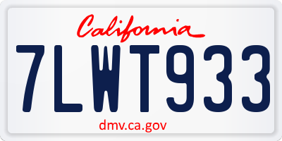 CA license plate 7LWT933