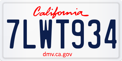 CA license plate 7LWT934
