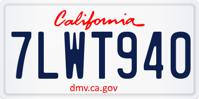 CA license plate 7LWT940