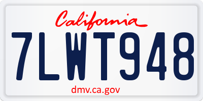CA license plate 7LWT948