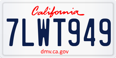 CA license plate 7LWT949