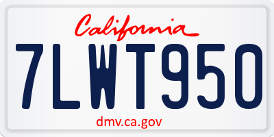 CA license plate 7LWT950