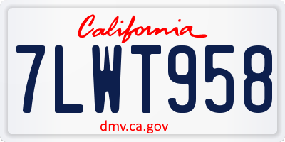 CA license plate 7LWT958