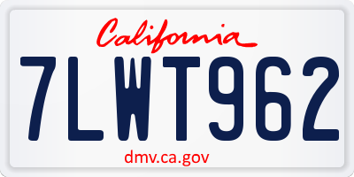 CA license plate 7LWT962