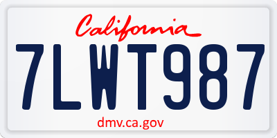CA license plate 7LWT987