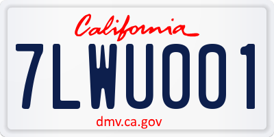 CA license plate 7LWU001