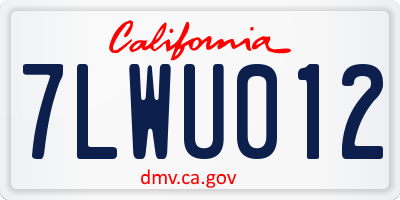 CA license plate 7LWU012