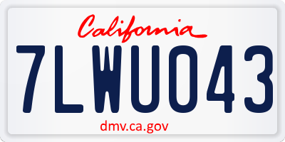 CA license plate 7LWU043