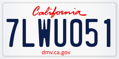 CA license plate 7LWU051