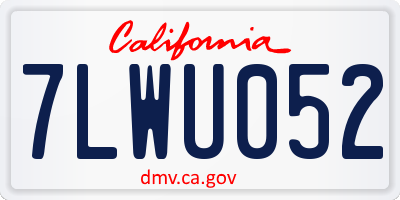 CA license plate 7LWU052