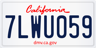 CA license plate 7LWU059