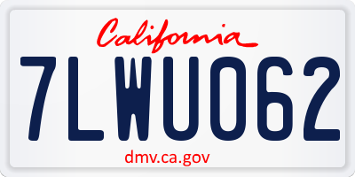 CA license plate 7LWU062