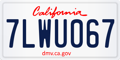 CA license plate 7LWU067