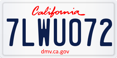 CA license plate 7LWU072