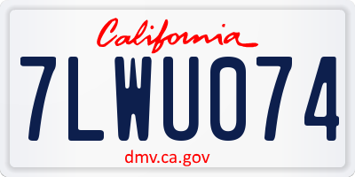 CA license plate 7LWU074