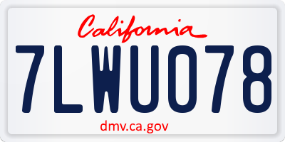 CA license plate 7LWU078