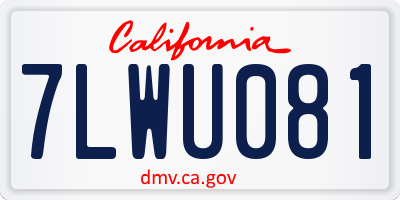 CA license plate 7LWU081