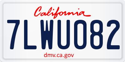 CA license plate 7LWU082