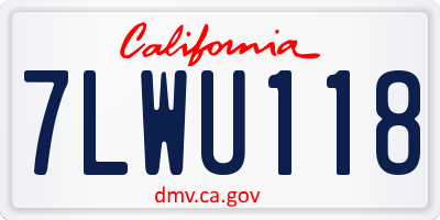 CA license plate 7LWU118