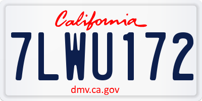 CA license plate 7LWU172