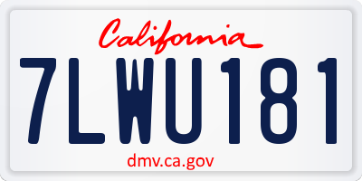 CA license plate 7LWU181