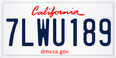 CA license plate 7LWU189