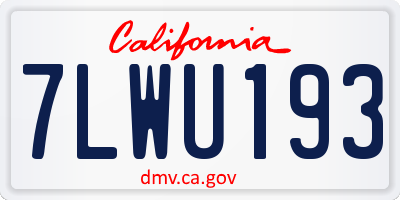 CA license plate 7LWU193
