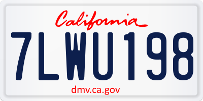 CA license plate 7LWU198