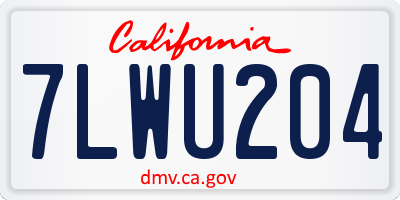 CA license plate 7LWU204