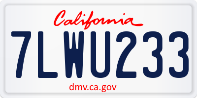 CA license plate 7LWU233