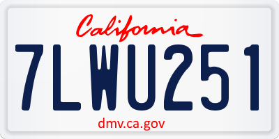 CA license plate 7LWU251