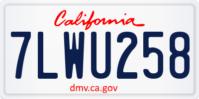 CA license plate 7LWU258