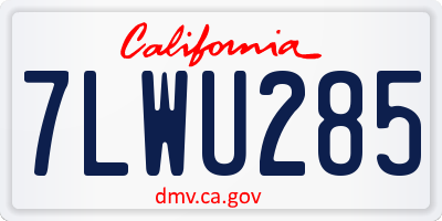 CA license plate 7LWU285