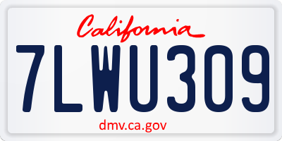 CA license plate 7LWU309