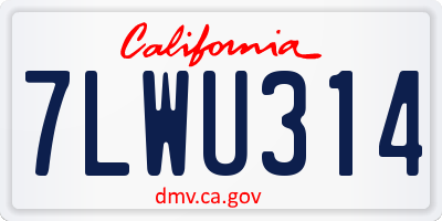 CA license plate 7LWU314