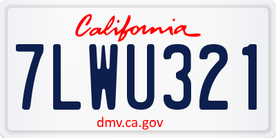 CA license plate 7LWU321