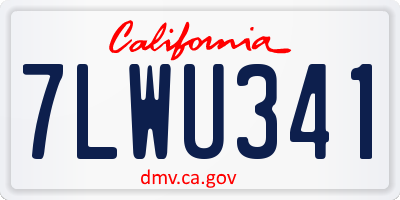 CA license plate 7LWU341