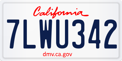 CA license plate 7LWU342